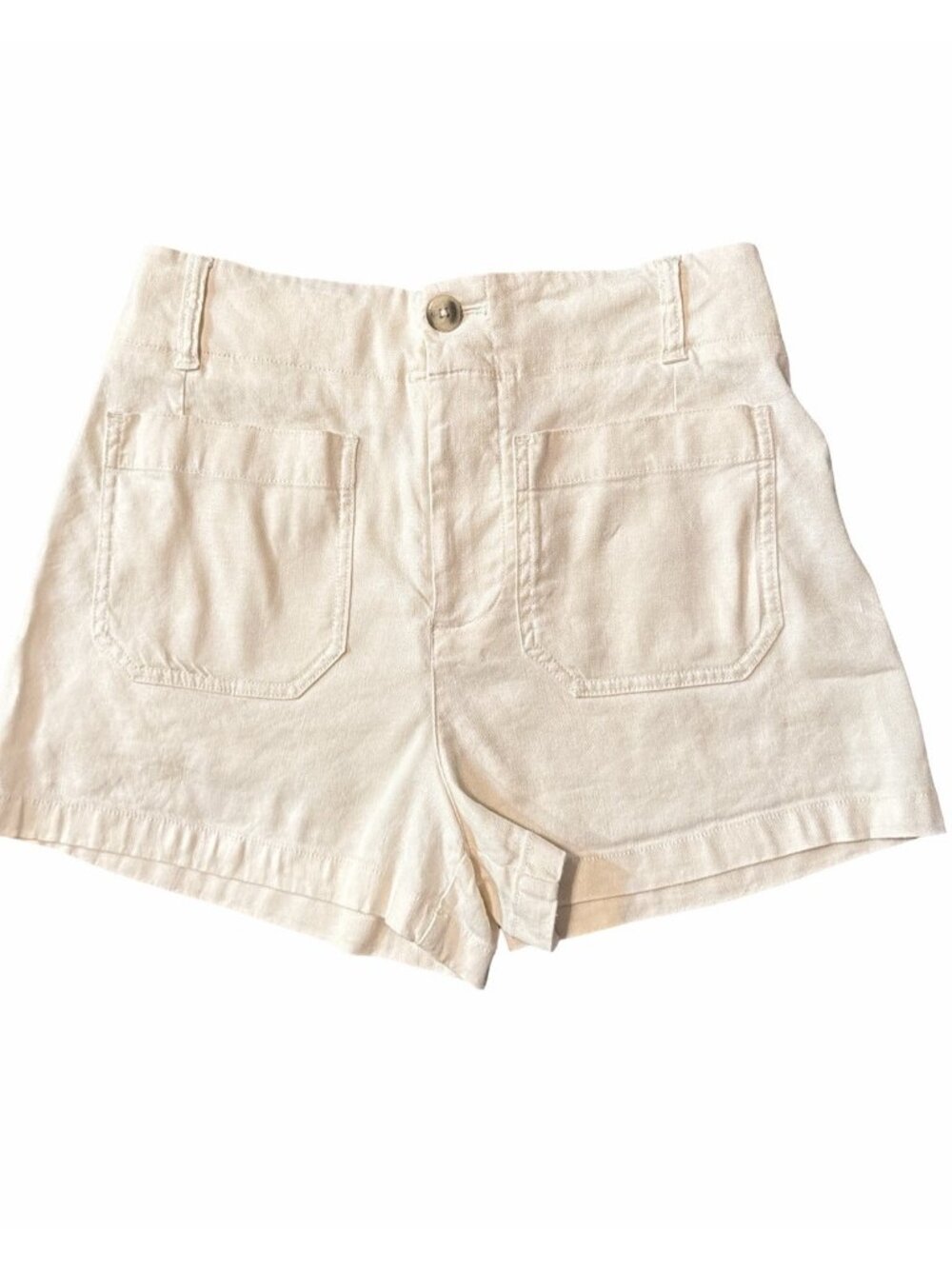 Anthropologie Maeve The Colette Shorts Linen Blend High Rise Ivory Sz 29 Preppy